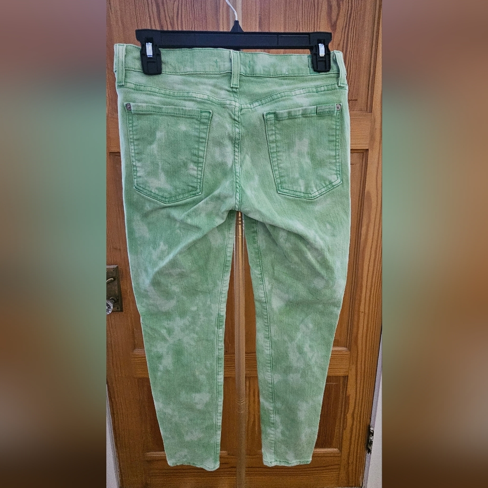 7 for all Mankind Green Acid Wash Skinny Jeans Size 27 - Picture 3 of 5